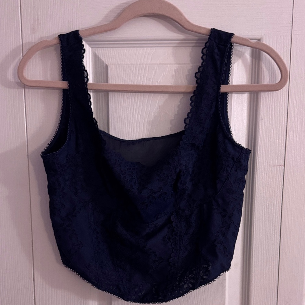 PINK Victoria's Secret Dark Blue Lace Tank